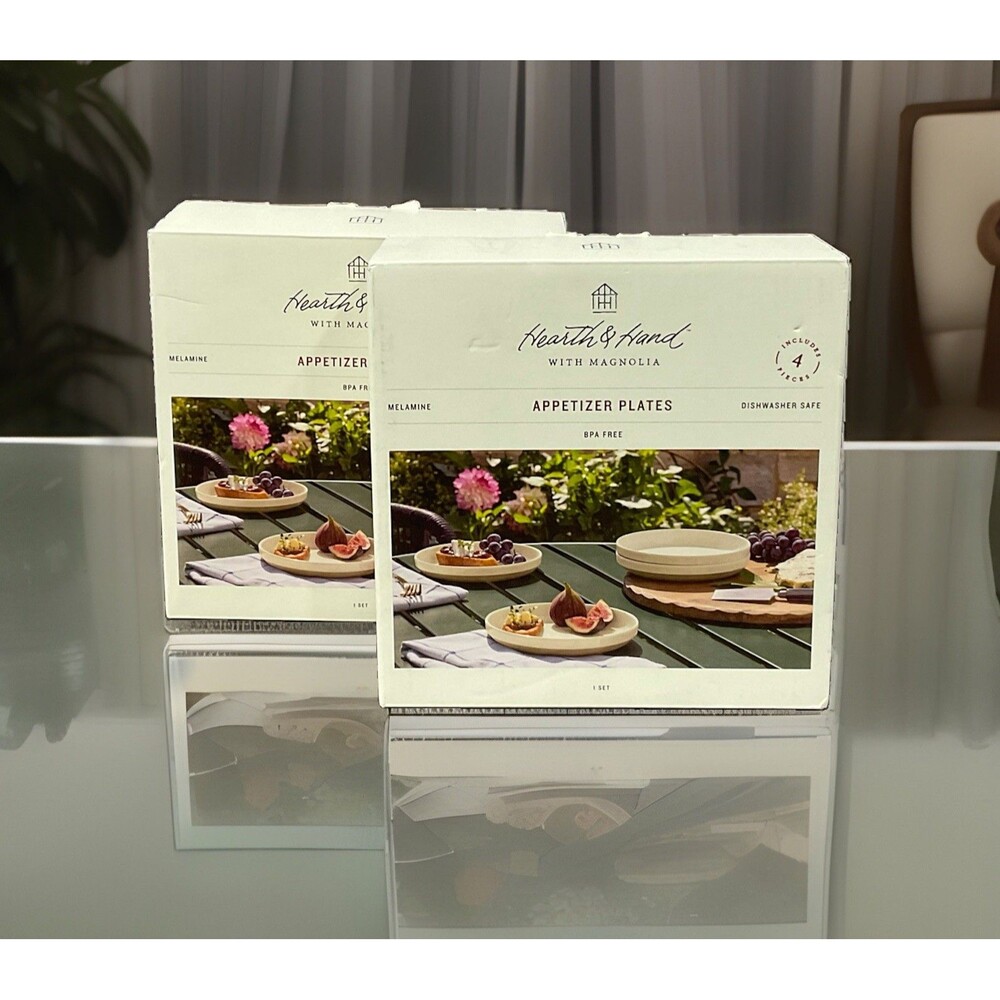 Hearth & Hand with Magnolia Appetizer Plates 4 Ct Ea-Melamine BPA Free (2 Pack )